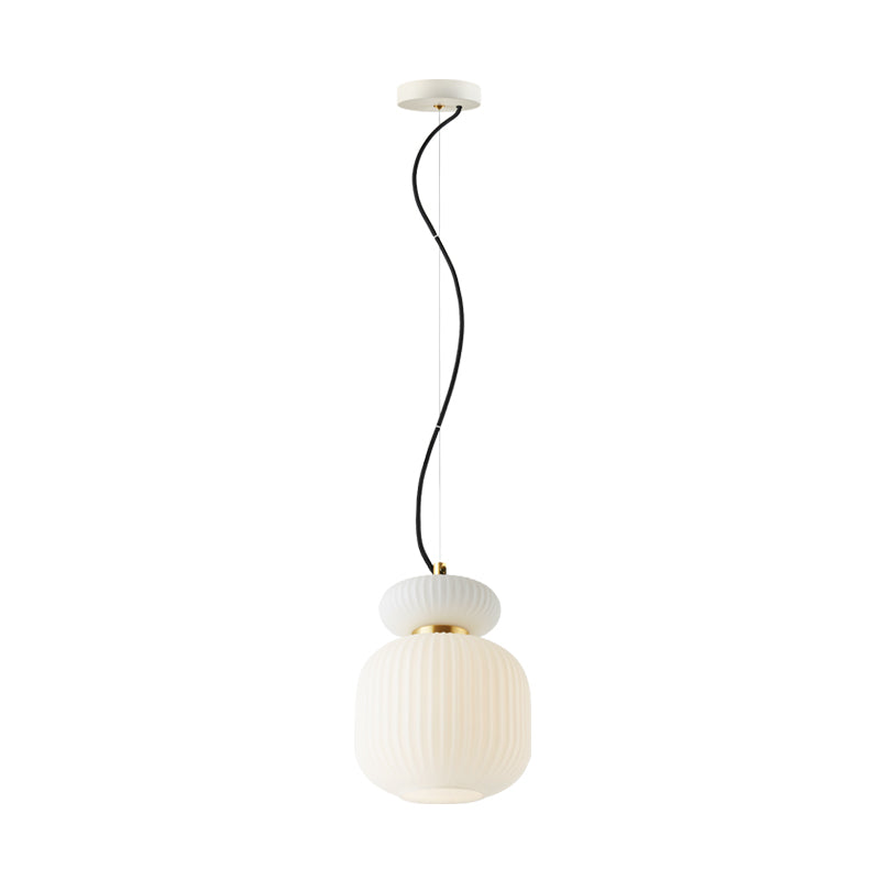 Modern Jar Ceiling Lighting White and Gold Glass 1 Bulb Dining Room Hanging Light Kit Clearhalo 'Ceiling Lights' 'Glass shade' 'Glass' 'Modern Pendants' 'Modern' 'Pendant Lights' 'Pendants' Lighting' 302796