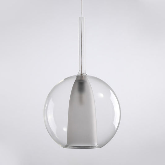 Spherical Hanging Lighting Modernism Smoke Gray/Clear Glass 1 Bulb Ceiling Pendant Light, 6"/7" Wide Clearhalo 'Ceiling Lights' 'Glass shade' 'Glass' 'Modern Pendants' 'Modern' 'Pendant Lights' 'Pendants' Lighting' 302812