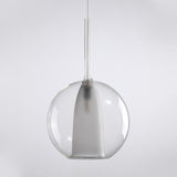 Spherical Hanging Lighting Modernism Smoke Gray/Clear Glass 1 Bulb Ceiling Pendant Light, 6"/7" Wide Clearhalo 'Ceiling Lights' 'Glass shade' 'Glass' 'Modern Pendants' 'Modern' 'Pendant Lights' 'Pendants' Lighting' 302812