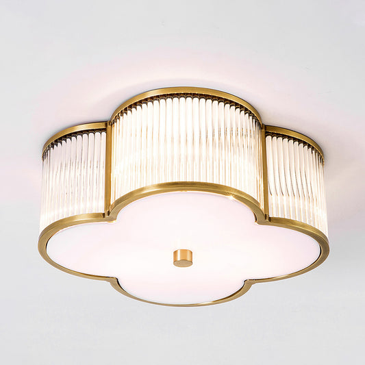 Clover Crystal Ceiling Mounted Fixture Traditional 4 Lights Gold Flush Mount Spotlight Clearhalo 'Ceiling Lights' 'Close To Ceiling Lights' 'Close to ceiling' 'Flush mount' Lighting' 302818