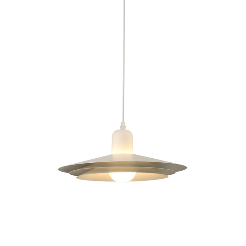 Metal Circular Pendant Light Modernist 1 Bulb White Suspended Lighting Fixture for Dining Room Clearhalo 'Ceiling Lights' 'Glass shade' 'Glass' 'Modern Pendants' 'Modern' 'Pendant Lights' 'Pendants' Lighting' 302850