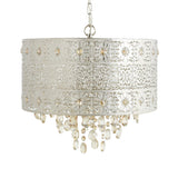 Mid-Century Drum Ceiling Chandelier Clear K9 Crystal 4 Bulbs Dining Table Pendant Lamp in Silver Clearhalo 'Ceiling Lights' 'Chandeliers' Lighting' options 302882