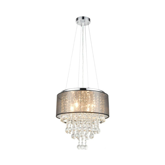 Chrome 6 Heads Chandelier Lighting Traditionalism Beveled K9 Crystal Cylinder Pendant Ceiling Light Clearhalo 'Ceiling Lights' 'Chandeliers' Lighting' options 302896