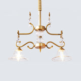 Gold Bell Hanging Chandelier Traditionalist Clear Crystal Glass 2 Lights Dining Room Ceiling Pendant Clearhalo 'Ceiling Lights' 'Chandeliers' Lighting' options 302941
