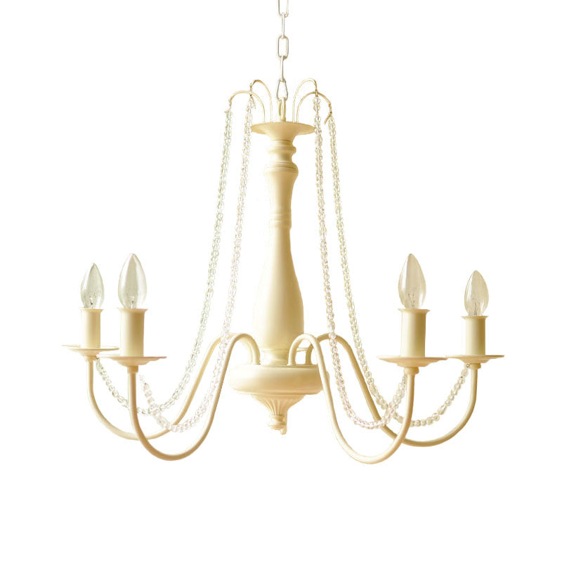 K9 Crystal Ivory Hanging Chandelier Scrolled Arm 5 Lights Traditionalism Down Lighting Pendant for Living Room Clearhalo 'Ceiling Lights' 'Chandeliers' Lighting' options 302986