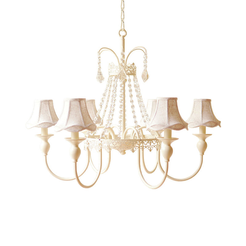 Traditional Bell Chandelier Lighting Fixture 6 Heads Crystal Pendant Ceiling Light in White Clearhalo 'Ceiling Lights' 'Chandeliers' Lighting' options 302988