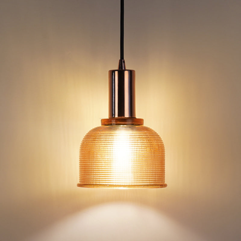 Dome Hanging Light Modernism Amber/Clear Glass 1 Bulb Living Room Pendant Lighting Fixture Clearhalo 'Ceiling Lights' 'Chandeliers' 'Glass shade' 'Glass' 'Modern Pendants' 'Modern' 'Pendant Lights' 'Pendants' Lighting' 303147
