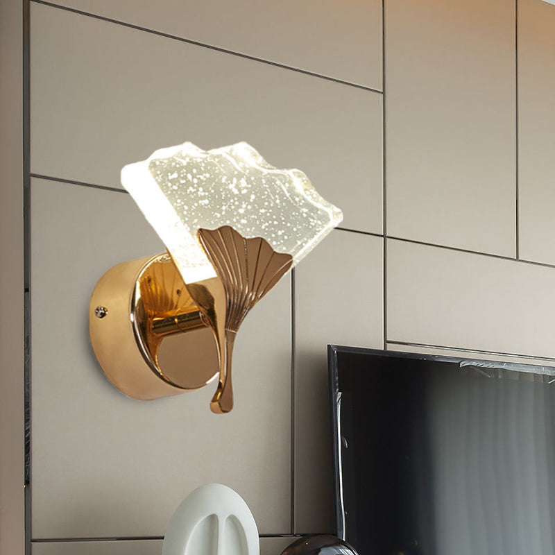 Ginkgo Bedroom Wall Sconce Light Vintage Bubble Crystal 1/2 Heads Gold LED Wall Lighting in Warm/White Light 1.0 Gold Clearhalo 'Wall Lamps & Sconces' 'Wall Lights' Lighting' 303181