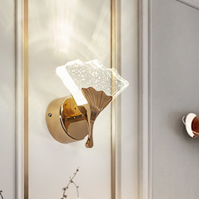 Ginkgo Bedroom Wall Sconce Light Vintage Bubble Crystal 1/2 Heads Gold LED Wall Lighting in Warm/White Light Clearhalo 'Wall Lamps & Sconces' 'Wall Lights' Lighting' 303182