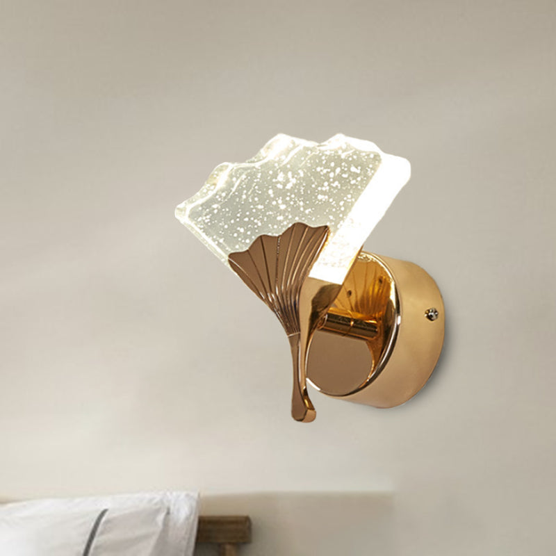 Ginkgo Bedroom Wall Sconce Light Vintage Bubble Crystal 1/2 Heads Gold LED Wall Lighting in Warm/White Light Clearhalo 'Wall Lamps & Sconces' 'Wall Lights' Lighting' 303183