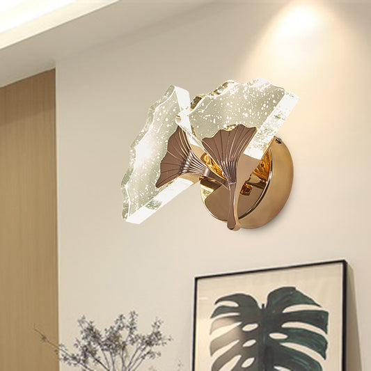 Ginkgo Bedroom Wall Sconce Light Vintage Bubble Crystal 1/2 Heads Gold LED Wall Lighting in Warm/White Light Clearhalo 'Wall Lamps & Sconces' 'Wall Lights' Lighting' 303187