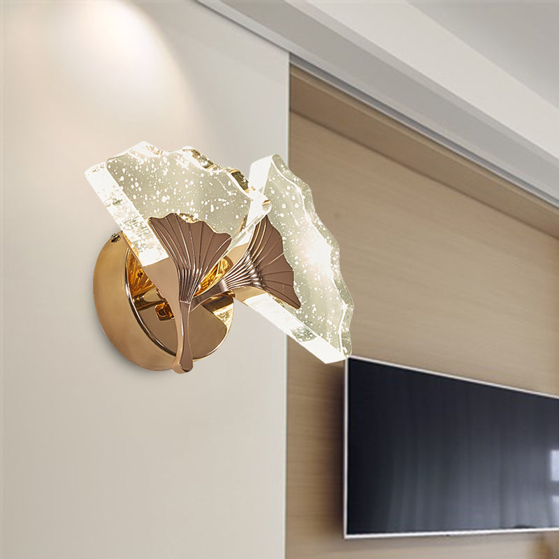 Ginkgo Bedroom Wall Sconce Light Vintage Bubble Crystal 1/2 Heads Gold LED Wall Lighting in Warm/White Light Clearhalo 'Wall Lamps & Sconces' 'Wall Lights' Lighting' 303188