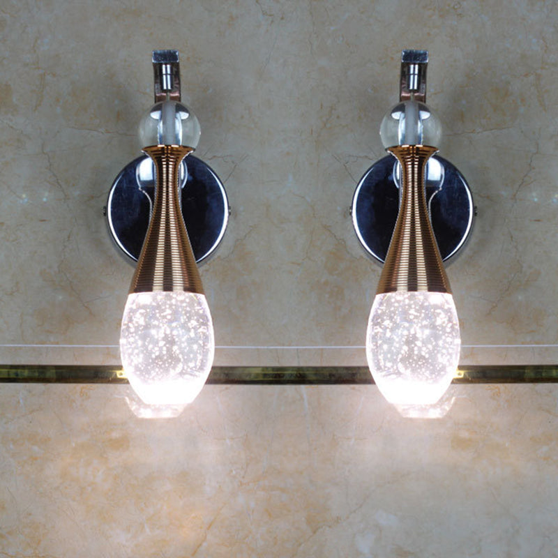 Chrome LED Wall Sconce Lighting Traditionalism Bubble Crystal Teardrop Wall Light Fixture in Warm/White Light Clearhalo 'Wall Lamps & Sconces' 'Wall Lights' Lighting' 303199