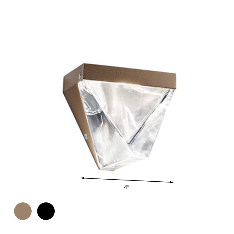 LED Clear Crystal Sconce Light Minimalism Black/Gold Triangle Living Room Wall Mount Lighting Clearhalo 'Wall Lamps & Sconces' 'Wall Lights' Lighting' 303237