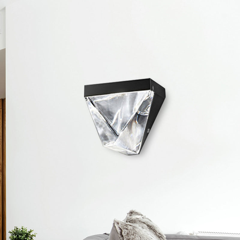 LED Clear Crystal Sconce Light Minimalism Black/Gold Triangle Living Room Wall Mount Lighting Clearhalo 'Wall Lamps & Sconces' 'Wall Lights' Lighting' 303240