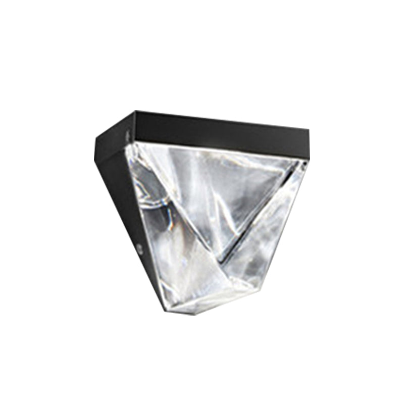 LED Clear Crystal Sconce Light Minimalism Black/Gold Triangle Living Room Wall Mount Lighting Clearhalo 'Wall Lamps & Sconces' 'Wall Lights' Lighting' 303241