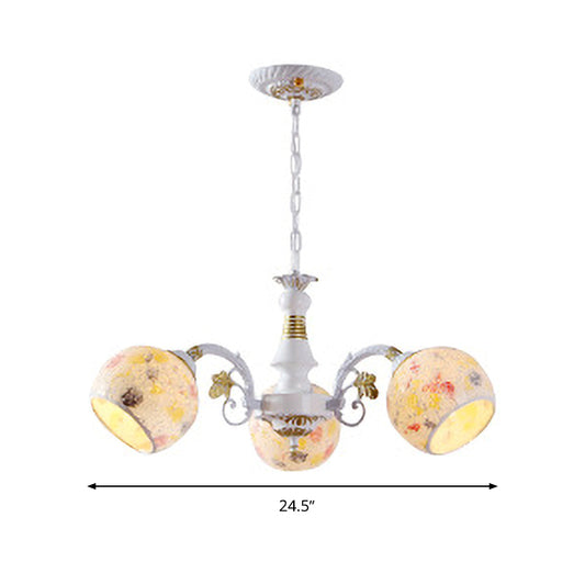 Mediterranean Spherical Chandelier Lamp 5/6/8 Lights Stained Glass Hanging Light Fixture in White Clearhalo 'Ceiling Lights' 'Chandeliers' 'Industrial' 'Middle Century Chandeliers' 'Tiffany Chandeliers' 'Tiffany close to ceiling' 'Tiffany' Lighting' 303324