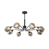 Modernism Style Cup Shape Ceiling Chandelier Smoke Grey Glass 8 Lights Living Room Pendant Lamp in Black Clearhalo 'Ceiling Lights' 'Chandeliers' 'Glass shade' 'Glass' 'Island Lights' 'Modern Chandeliers' 'Modern' Lighting' 303462