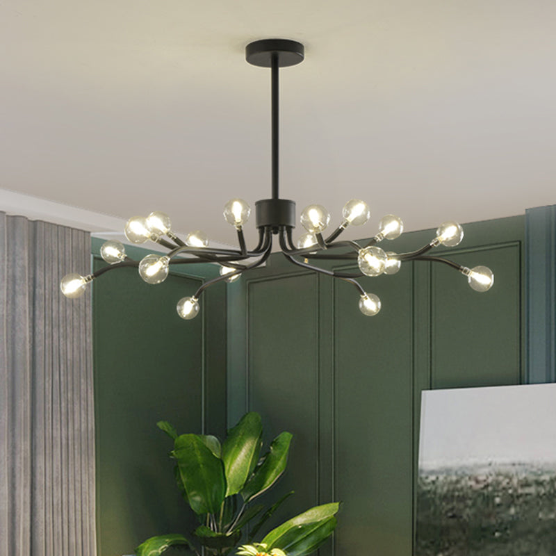 Molecular LED Chandelier Pendant Lighting Modernist Clear Glass 18 Lights Black Ceiling Lamp Fixture Black Clearhalo 'Ceiling Lights' 'Chandeliers' 'Glass shade' 'Glass' 'Modern Chandeliers' 'Modern' Lighting' 303468