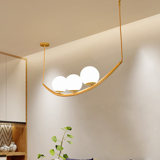 2/3 Lights Dining Room Chandelier Lamp Fixture Modernism Gold Finish Hanging Ceiling Light with Ball Milk Glass Shade 3 Gold Clearhalo 'Ceiling Lights' 'Chandeliers' 'Glass shade' 'Glass' 'Modern Chandeliers' 'Modern' Lighting' 303503