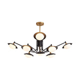 Oval LED Chandelier Pendant Lighting Modern White Frosted Glass 8 Lights Black and Gold Hanging Lamp Kit Clearhalo 'Ceiling Lights' 'Chandeliers' 'Modern Chandeliers' 'Modern' Lighting' 303624