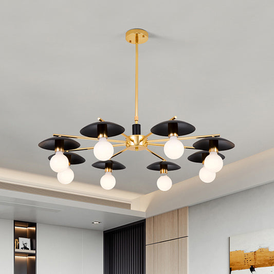 Metal Radial Hanging Chandelier Modernist 6/8 Heads Black and Gold Finish Ceiling Pendant Lamp for Living Room 8 Black-Gold Clearhalo 'Ceiling Lights' 'Chandeliers' 'Modern Chandeliers' 'Modern' Lighting' 303626