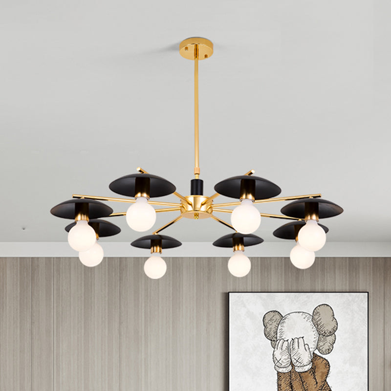 Metal Radial Hanging Chandelier Modernist 6/8 Heads Black and Gold Finish Ceiling Pendant Lamp for Living Room Clearhalo 'Ceiling Lights' 'Chandeliers' 'Modern Chandeliers' 'Modern' Lighting' 303627