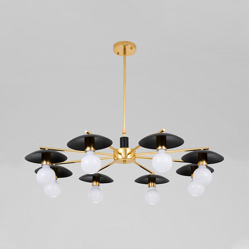 Metal Radial Hanging Chandelier Modernist 6/8 Heads Black and Gold Finish Ceiling Pendant Lamp for Living Room Clearhalo 'Ceiling Lights' 'Chandeliers' 'Modern Chandeliers' 'Modern' Lighting' 303628