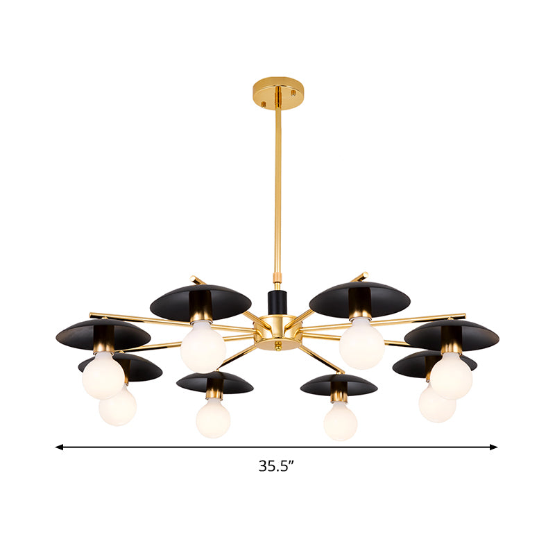 Metal Radial Hanging Chandelier Modernist 6/8 Heads Black and Gold Finish Ceiling Pendant Lamp for Living Room Clearhalo 'Ceiling Lights' 'Chandeliers' 'Modern Chandeliers' 'Modern' Lighting' 303630