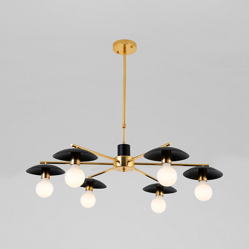 Metal Radial Hanging Chandelier Modernist 6/8 Heads Black and Gold Finish Ceiling Pendant Lamp for Living Room Clearhalo 'Ceiling Lights' 'Chandeliers' 'Modern Chandeliers' 'Modern' Lighting' 303632