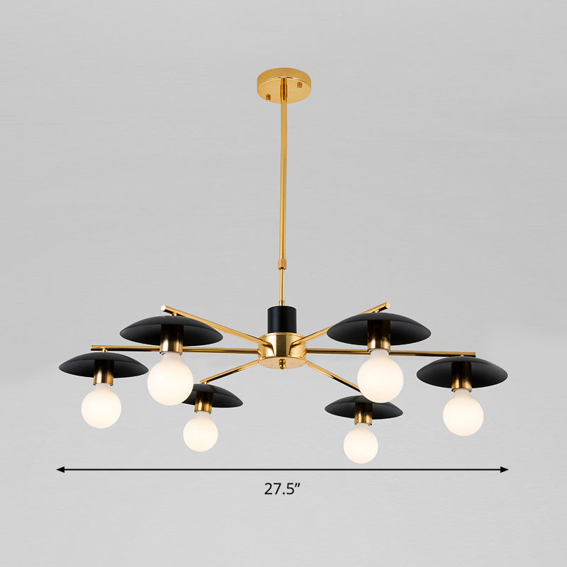 Metal Radial Hanging Chandelier Modernist 6/8 Heads Black and Gold Finish Ceiling Pendant Lamp for Living Room Clearhalo 'Ceiling Lights' 'Chandeliers' 'Modern Chandeliers' 'Modern' Lighting' 303633