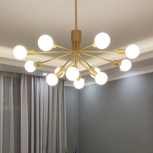 Sputnik Chandelier Lighting Contemporary Metal 12 Heads Brass Pendant Light Fixture Brass Clearhalo 'Ceiling Lights' 'Chandeliers' 'Modern Chandeliers' 'Modern' Lighting' 303738