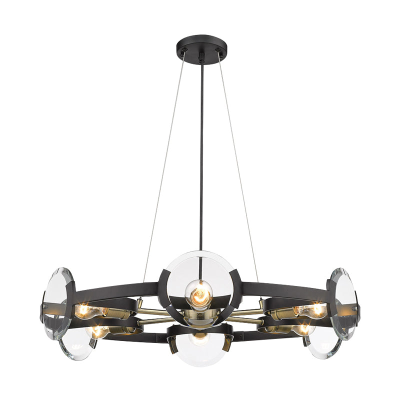 Circular Hanging Chandelier Contemporary Metal 6 Heads Black Suspended Lighting Fixture Clearhalo 'Ceiling Lights' 'Chandeliers' 'Modern Chandeliers' 'Modern' Lighting' 303877