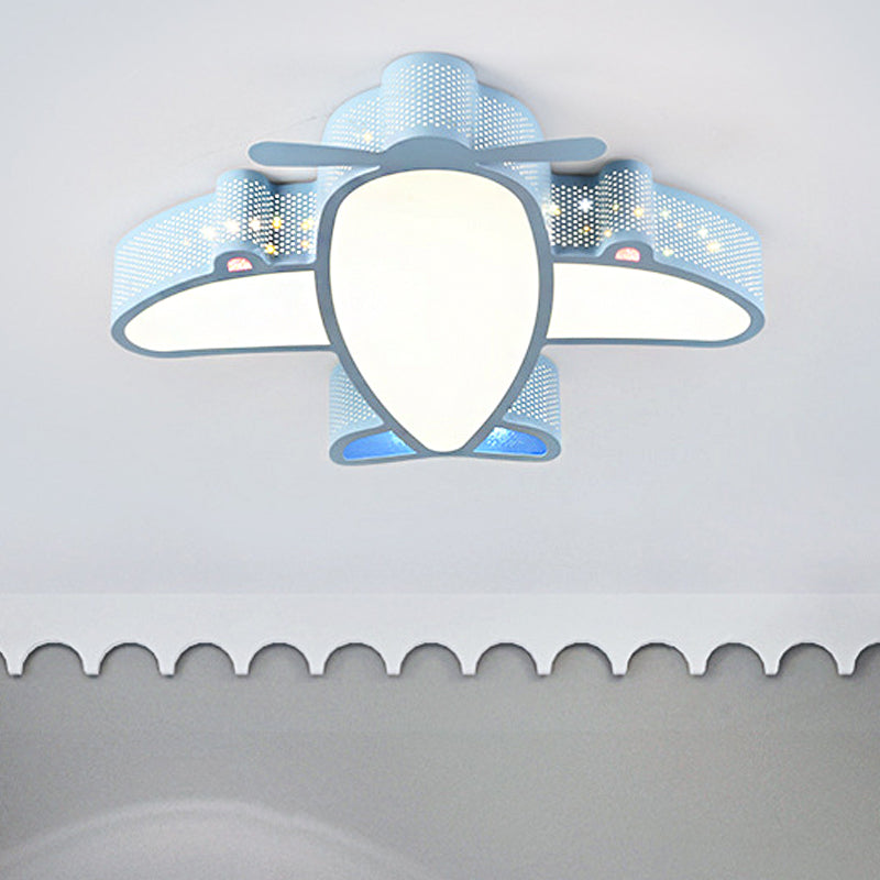 Acrylic and Metal Plane Flush Mount Light Boys Bedroom Cartoon Eye-Caring LED Ceiling Lamp Blue Clearhalo 'Ceiling Lights' 'Close To Ceiling Lights' 'Close to ceiling' 'Flush mount' Lighting' 30508