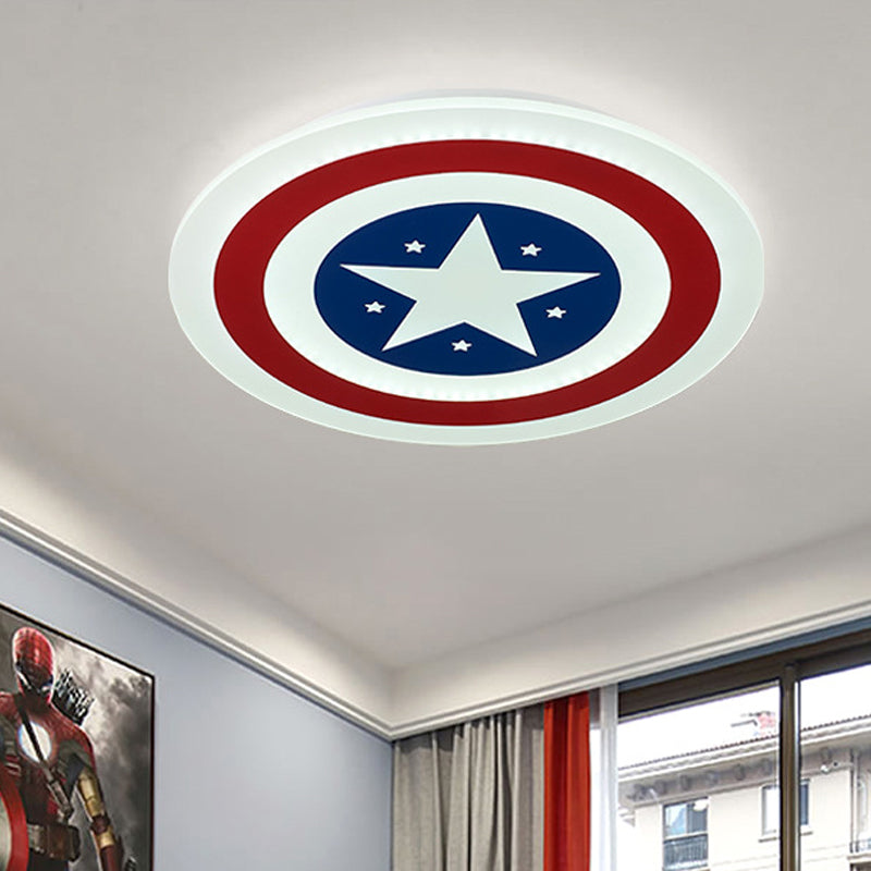 Kindergarten Circle Ceiling Mount Light with Star Acrylic American Style Blue and Red LED Ceiling Lamp White Clearhalo 'Ceiling Lights' 'Close To Ceiling Lights' 'Close to ceiling' 'Flush mount' Lighting' 30531