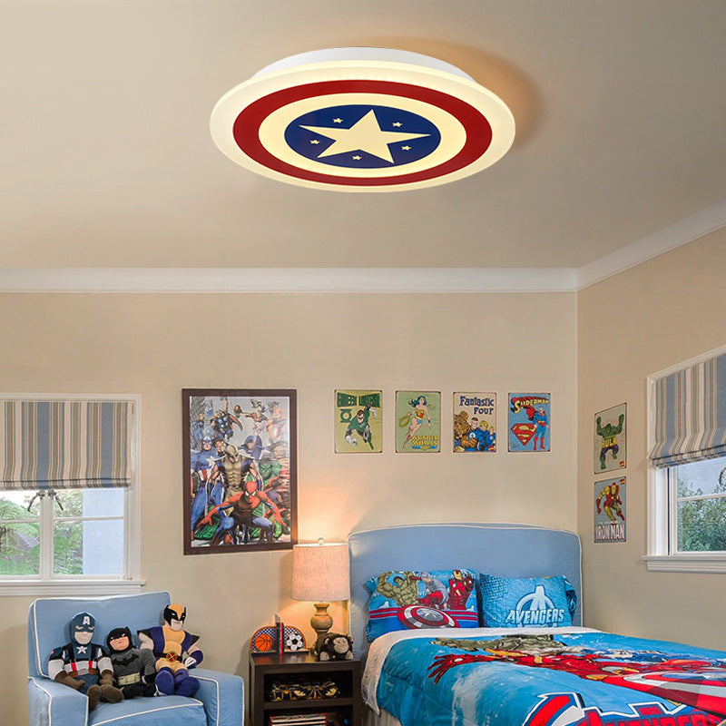 Kindergarten Circle Ceiling Mount Light with Star Acrylic American Style Blue and Red LED Ceiling Lamp Clearhalo 'Ceiling Lights' 'Close To Ceiling Lights' 'Close to ceiling' 'Flush mount' Lighting' 30533