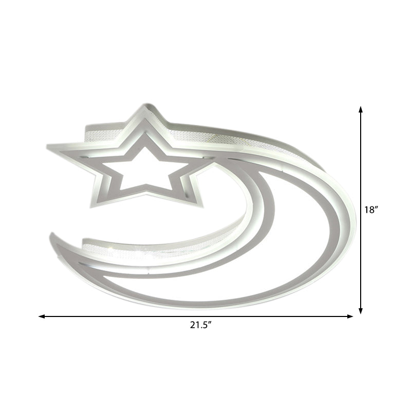 Crescent and Star Flush Ceiling Light Cartoon Acrylic LED Ceiling Lamp for Girls Boys Bedroom Clearhalo 'Ceiling Lights' 'Close To Ceiling Lights' 'Close to ceiling' 'Flush mount' Lighting' 30547