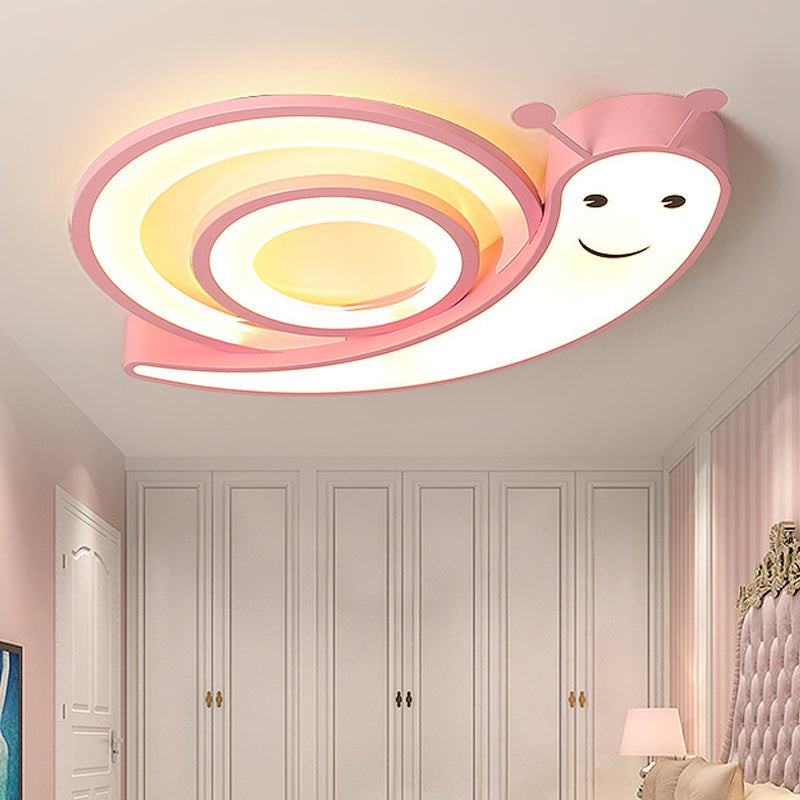 Acrylic Cute Snail Flush Mount Light Kindergarten Bedroom Cartoon LED Ceiling Lamp Pink Clearhalo 'Ceiling Lights' 'Close To Ceiling Lights' 'Close to ceiling' 'Flush mount' Lighting' 30558