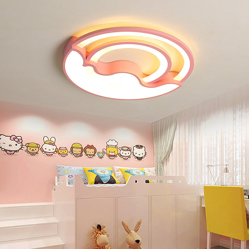 Child Bedroom Round Flush Mount Light Acrylic Modern Stylish Macaron LED Ceiling Lamp Pink Clearhalo 'Ceiling Lights' 'Close To Ceiling Lights' 'Close to ceiling' 'Flush mount' Lighting' 30570