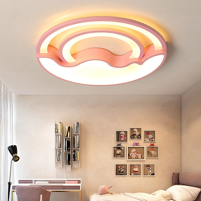 Child Bedroom Round Flush Mount Light Acrylic Modern Stylish Macaron LED Ceiling Lamp Clearhalo 'Ceiling Lights' 'Close To Ceiling Lights' 'Close to ceiling' 'Flush mount' Lighting' 30571