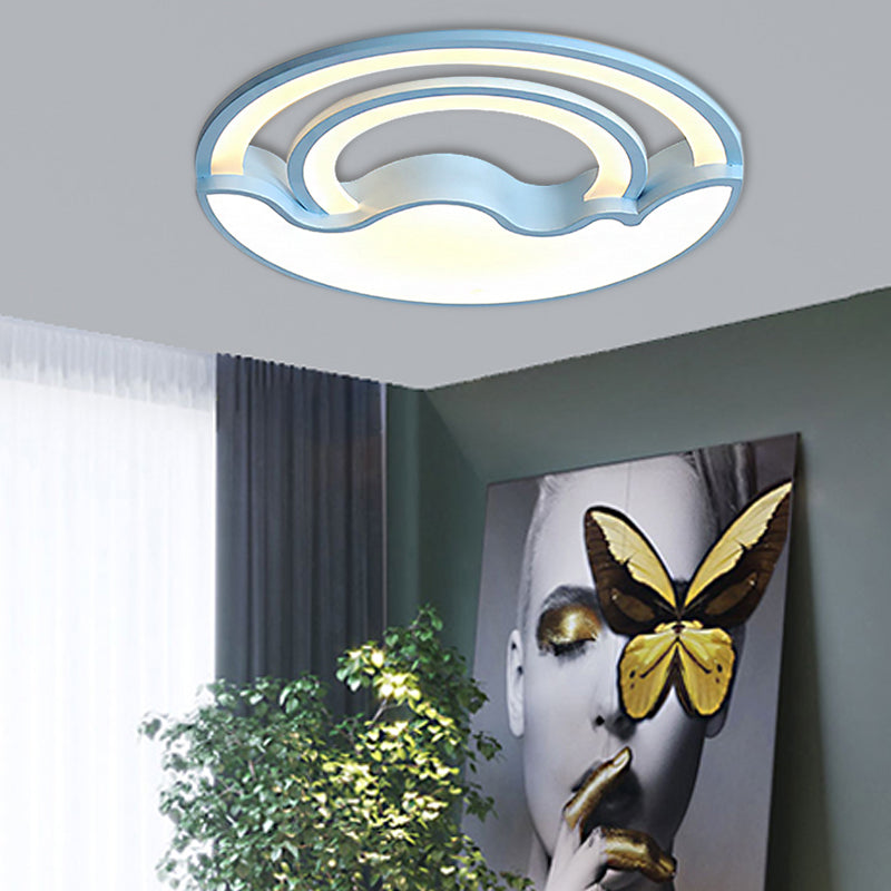 Child Bedroom Round Flush Mount Light Acrylic Modern Stylish Macaron LED Ceiling Lamp Blue Clearhalo 'Ceiling Lights' 'Close To Ceiling Lights' 'Close to ceiling' 'Flush mount' Lighting' 30577