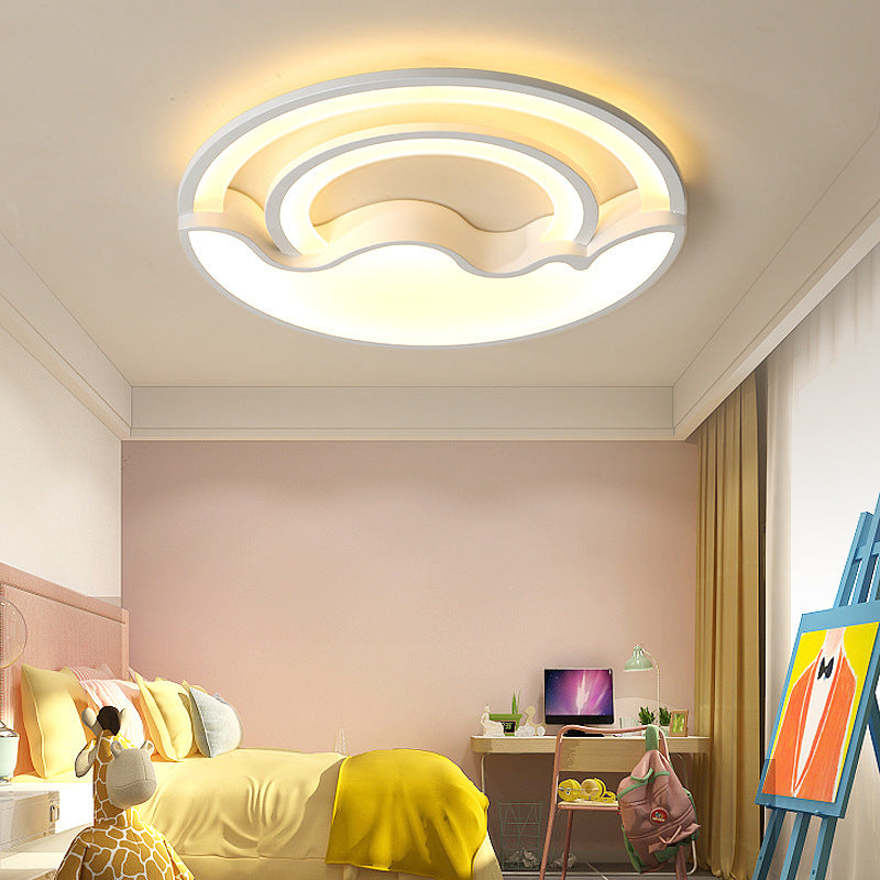 Child Bedroom Round Flush Mount Light Acrylic Modern Stylish Macaron LED Ceiling Lamp White Clearhalo 'Ceiling Lights' 'Close To Ceiling Lights' 'Close to ceiling' 'Flush mount' Lighting' 30580