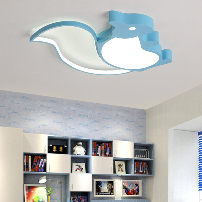 Animal Baby Squirrel Ceiling Lamp Acrylic Metal Blue LED Flush Ceiling Light for Child Bedroom Blue Clearhalo 'Ceiling Lights' 'Close To Ceiling Lights' 'Close to ceiling' 'Flush mount' Lighting' 30588