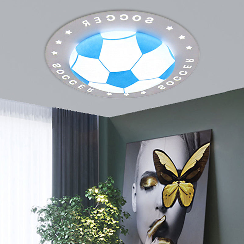 Kid Bedroom Flat Football Flush Mount Light Metal Acrylic Sport Style LED Ceiling Lamp Clearhalo 'Ceiling Lights' 'Close To Ceiling Lights' 'Close to ceiling' 'Flush mount' Lighting' 30659