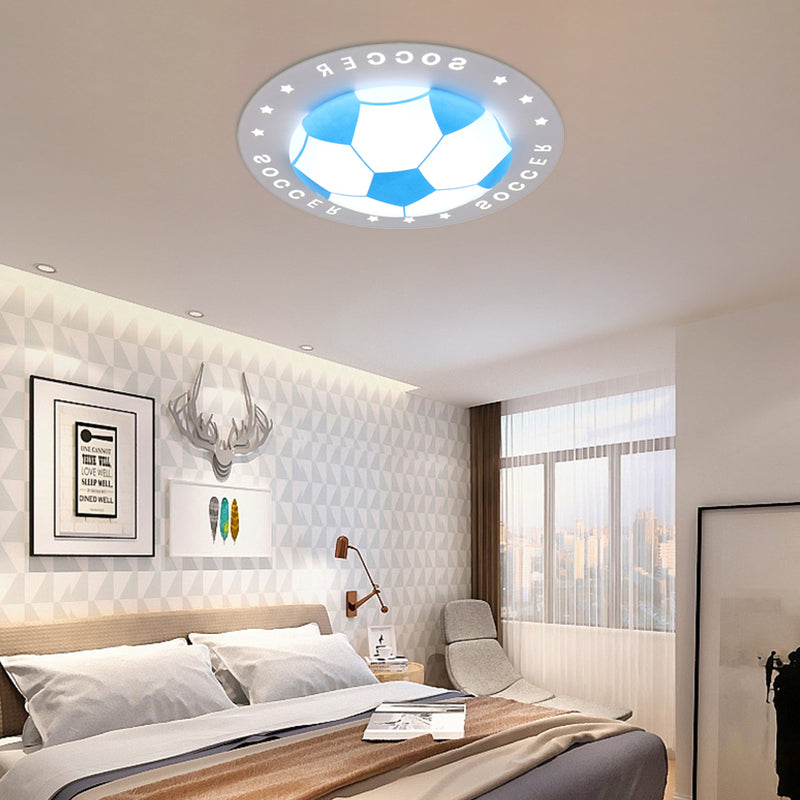 Kid Bedroom Flat Football Flush Mount Light Metal Acrylic Sport Style LED Ceiling Lamp Clearhalo 'Ceiling Lights' 'Close To Ceiling Lights' 'Close to ceiling' 'Flush mount' Lighting' 30660