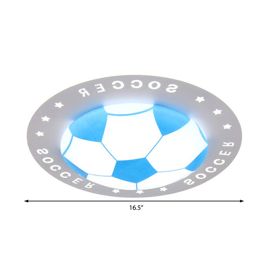 Kid Bedroom Flat Football Flush Mount Light Metal Acrylic Sport Style LED Ceiling Lamp Clearhalo 'Ceiling Lights' 'Close To Ceiling Lights' 'Close to ceiling' 'Flush mount' Lighting' 30665