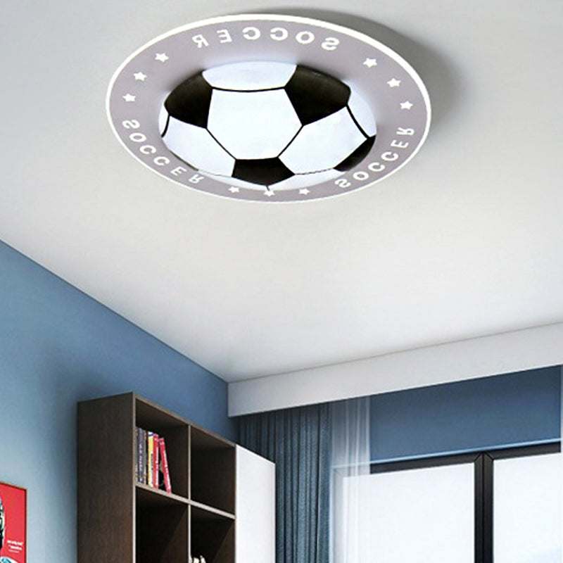 Kid Bedroom Flat Football Flush Mount Light Metal Acrylic Sport Style LED Ceiling Lamp Black Clearhalo 'Ceiling Lights' 'Close To Ceiling Lights' 'Close to ceiling' 'Flush mount' Lighting' 30668