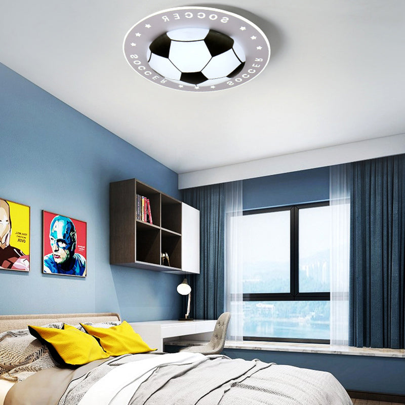 Kid Bedroom Flat Football Flush Mount Light Metal Acrylic Sport Style LED Ceiling Lamp Clearhalo 'Ceiling Lights' 'Close To Ceiling Lights' 'Close to ceiling' 'Flush mount' Lighting' 30669