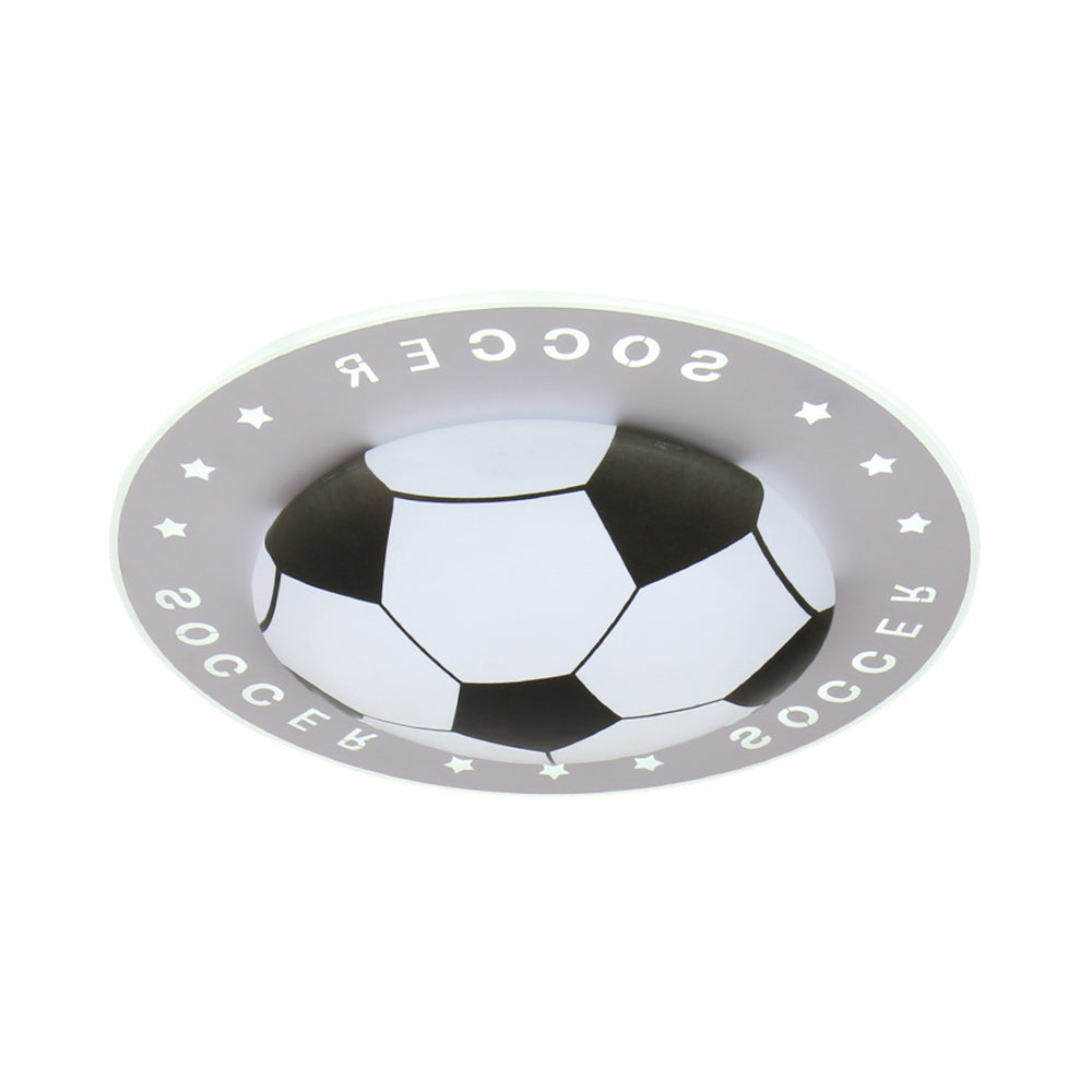 Kid Bedroom Flat Football Flush Mount Light Metal Acrylic Sport Style LED Ceiling Lamp Clearhalo 'Ceiling Lights' 'Close To Ceiling Lights' 'Close to ceiling' 'Flush mount' Lighting' 30670