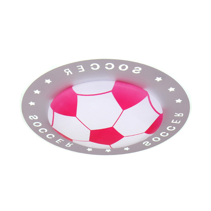 Kid Bedroom Flat Football Flush Mount Light Metal Acrylic Sport Style LED Ceiling Lamp Clearhalo 'Ceiling Lights' 'Close To Ceiling Lights' 'Close to ceiling' 'Flush mount' Lighting' 30673